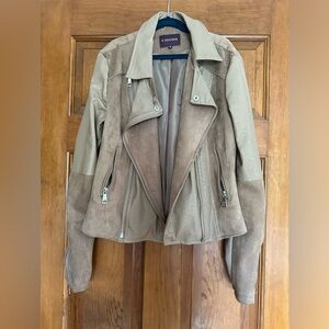 Tan leather and suede jacket